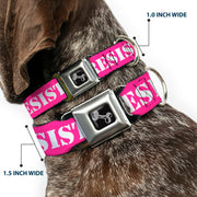 Dog Bone Seatbelt Buckle Collar - RESIST Stencil Pink/White
