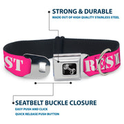 Dog Bone Seatbelt Buckle Collar - RESIST Stencil Pink/White