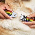 Dog Bone Seatbelt Buckle Collar - Rainbow Stripe Painted