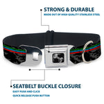 Dog Bone Black/Silver Seatbelt Buckle Collar - Racing Stripes/Digital Camo Black/Gray/Green/Blue/Red