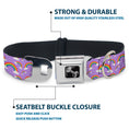 Load image into Gallery viewer, Dog Bone Black/Silver Seatbelt Buckle Collar - Rainbows Scattered Lavender
