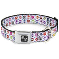Load image into Gallery viewer, Dog Bone Seatbelt Buckle Collar - Skull & Fleur-de-Lis White/Multi Color

