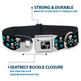 Load image into Gallery viewer, Dog Bone Seatbelt Buckle Collar - Skulls & Stars Black/White/Blue
