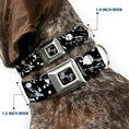 Load image into Gallery viewer, Dog Bone Seatbelt Buckle Collar - Splatter Black/White
