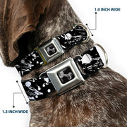 Dog Bone Seatbelt Buckle Collar - Splatter Black/White
