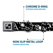 Dog Bone Seatbelt Buckle Collar - Splatter Black/White
