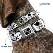 Dog Bone Seatbelt Buckle Collar - Splatter White/Black