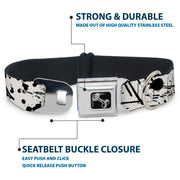 Dog Bone Seatbelt Buckle Collar - Splatter White/Black