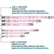 Dog Bone Seatbelt Buckle Collar - Splatter White/Pink