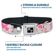 Dog Bone Seatbelt Buckle Collar - Splatter White/Pink