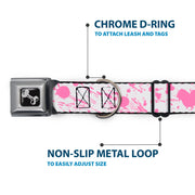 Dog Bone Seatbelt Buckle Collar - Splatter White/Pink