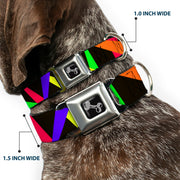Dog Bone Seatbelt Buckle Collar - Spotlight Black/Multi Neon