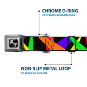 Dog Bone Seatbelt Buckle Collar - Spotlight Black/Multi Neon