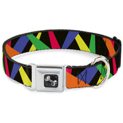 Dog Bone Seatbelt Buckle Collar - Spotlight Black/Multi Neon