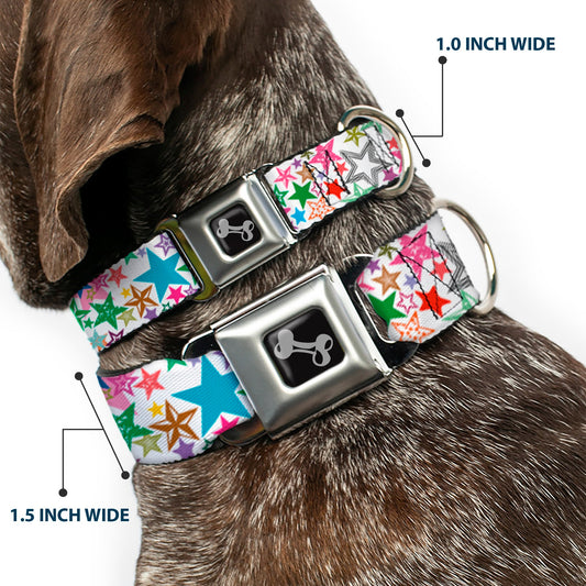 Dog Bone Seatbelt Buckle Collar - Stargazer White/Multi Color