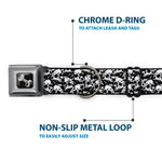 Dog Bone Seatbelt Buckle Collar - Skull Yard Black/White