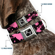 Dog Bone Seatbelt Buckle Collar - Splatter Black/Pink