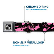 Dog Bone Seatbelt Buckle Collar - Splatter Black/Pink
