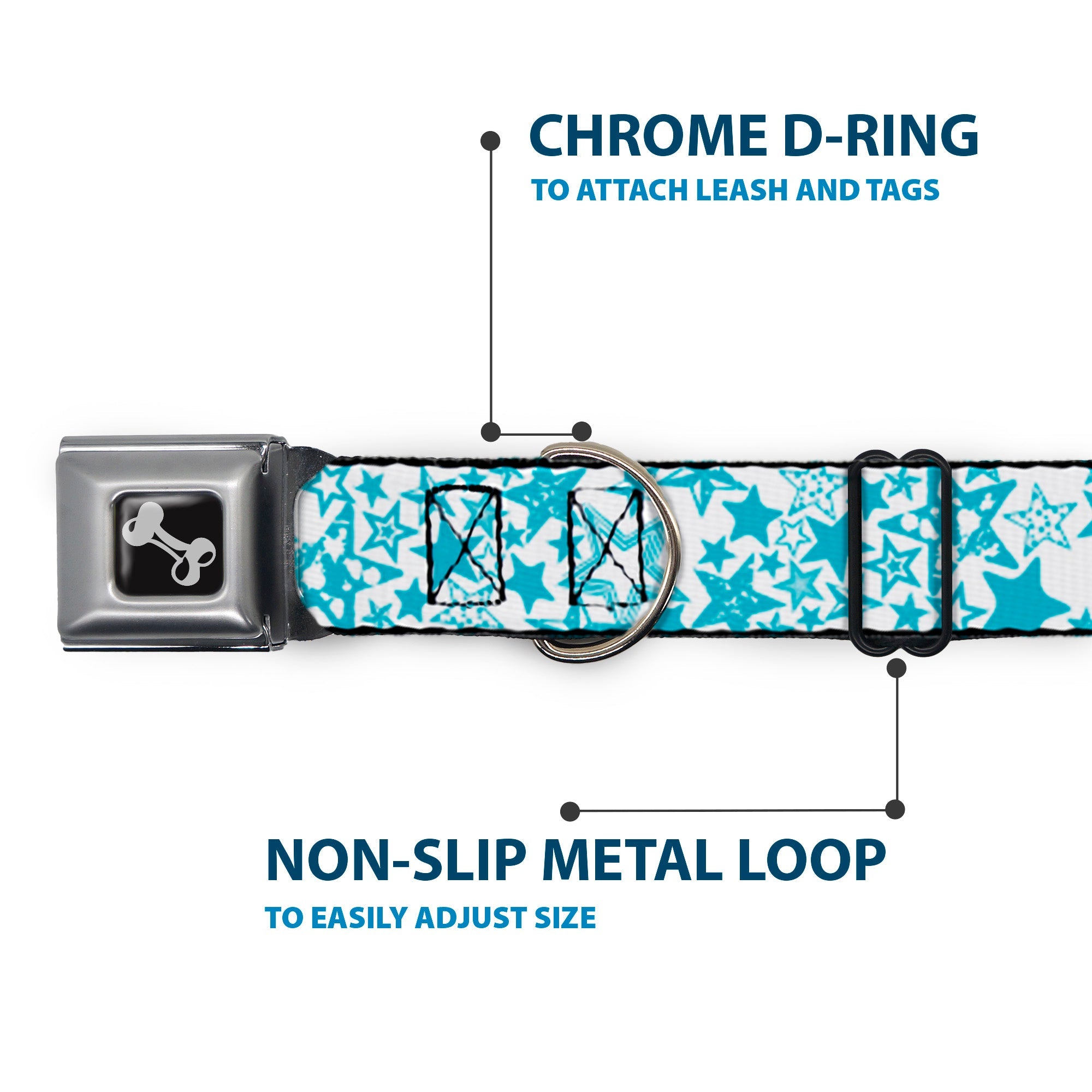 Dog Bone Seatbelt Buckle Collar - Stargazer White/Blue