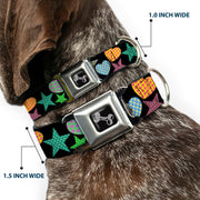 Dog Bone Seatbelt Buckle Collar - Stars-In Hearts-In Stars Black/Multi