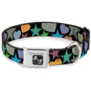Dog Bone Seatbelt Buckle Collar - Stars-In Hearts-In Stars Black/Multi