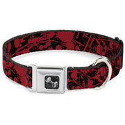 Dog Bone Seatbelt Buckle Collar - Splatter Black/Red