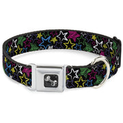 Dog Bone Seatbelt Buckle Collar - Sketch Stars Black/Multi Color