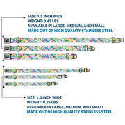 Dog Bone Seatbelt Buckle Collar - Sketch Skull/Star/Heart White/Multi Color