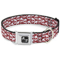 Load image into Gallery viewer, Dog Bone Seatbelt Buckle Collar - Skull Yard Red/White

