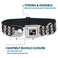 Load image into Gallery viewer, Dog Bone Seatbelt Buckle Collar - Skull w/Bow Black/White/Red

