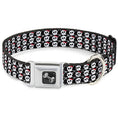 Load image into Gallery viewer, Dog Bone Seatbelt Buckle Collar - Skull w/Bow Black/White/Red
