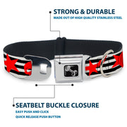 Dog Bone Seatbelt Buckle Collar - Stripes & Stars Black/White/Red