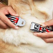 Dog Bone Seatbelt Buckle Collar - Stripes & Stars Black/White/Red