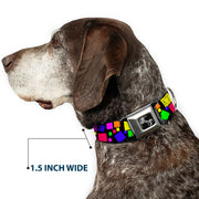 Dog Bone Seatbelt Buckle Collar - Squares Black/Multi Color