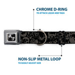 Dog Bone Seatbelt Buckle Collar - Skull Pile Black/Gray