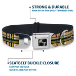 Dog Bone Seatbelt Buckle Collar - Skull & Cross Bones Plaid Tan