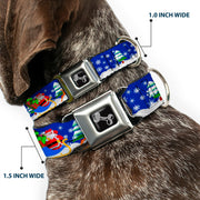 Dog Bone Seatbelt Buckle Collar - Santa & Reindeers