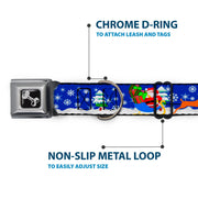 Dog Bone Seatbelt Buckle Collar - Santa & Reindeers