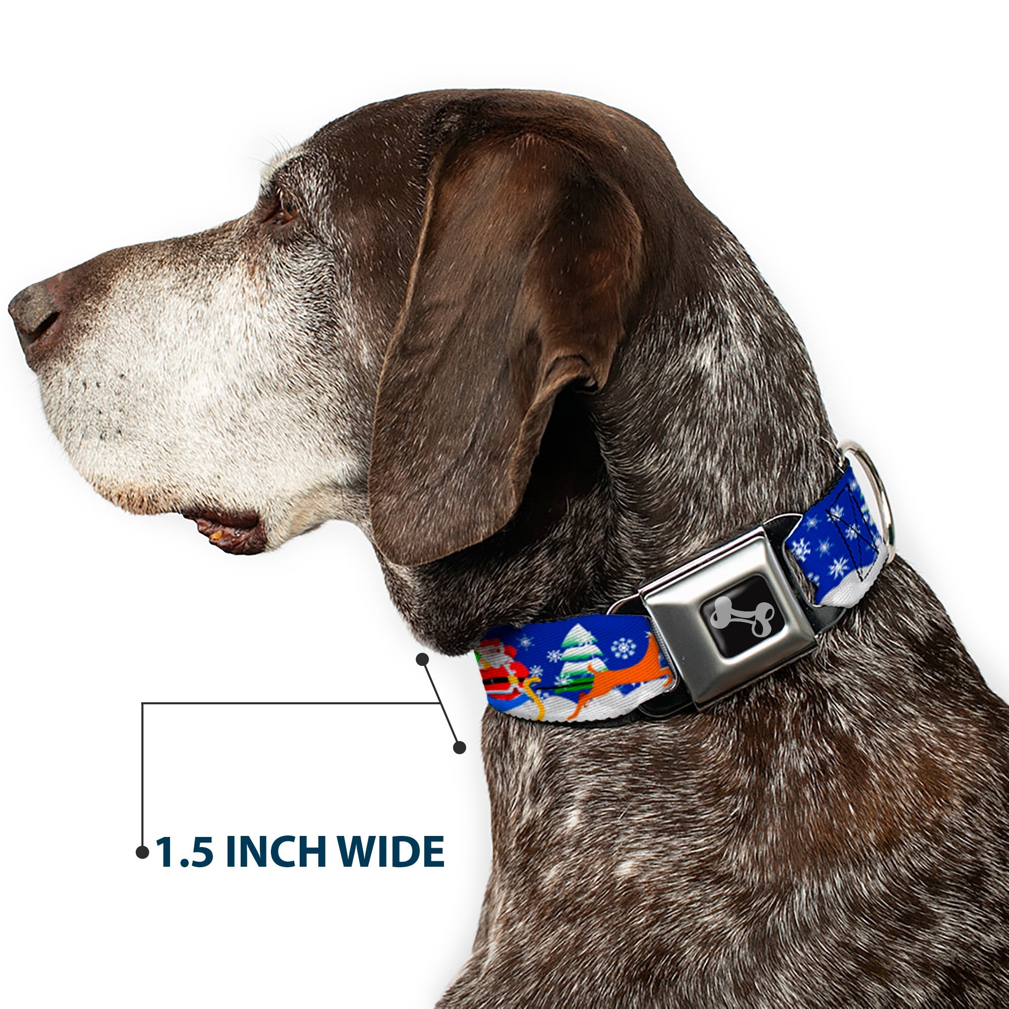 Dog Bone Seatbelt Buckle Collar - Santa & Reindeers