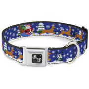 Dog Bone Seatbelt Buckle Collar - Santa & Reindeers