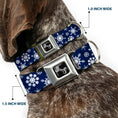 Load image into Gallery viewer, Dog Bone Seatbelt Buckle Collar - Snowflakes Blue/White
