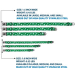 Dog Bone Seatbelt Buckle Collar - Snowflakes Green/White