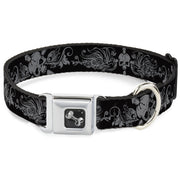 Dog Bone Seatbelt Buckle Collar - Skull & Dagger w/Filigree Black/Gray