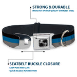 Dog Bone Seatbelt Buckle Collar - Stripes Black/Turquoise/Gray