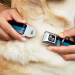 Dog Bone Seatbelt Buckle Collar - Stripes Black/Turquoise/Gray