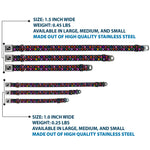 Dog Bone Seatbelt Buckle Collar - Skull & Fleur-de-Lis Black/Multi Color