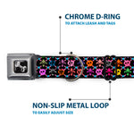 Dog Bone Seatbelt Buckle Collar - Skull & Fleur-de-Lis Black/Multi Color