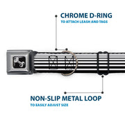 Dog Bone Seatbelt Buckle Collar - Stripe Transition Black/White