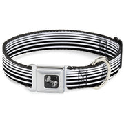 Dog Bone Seatbelt Buckle Collar - Stripe Transition Black/White