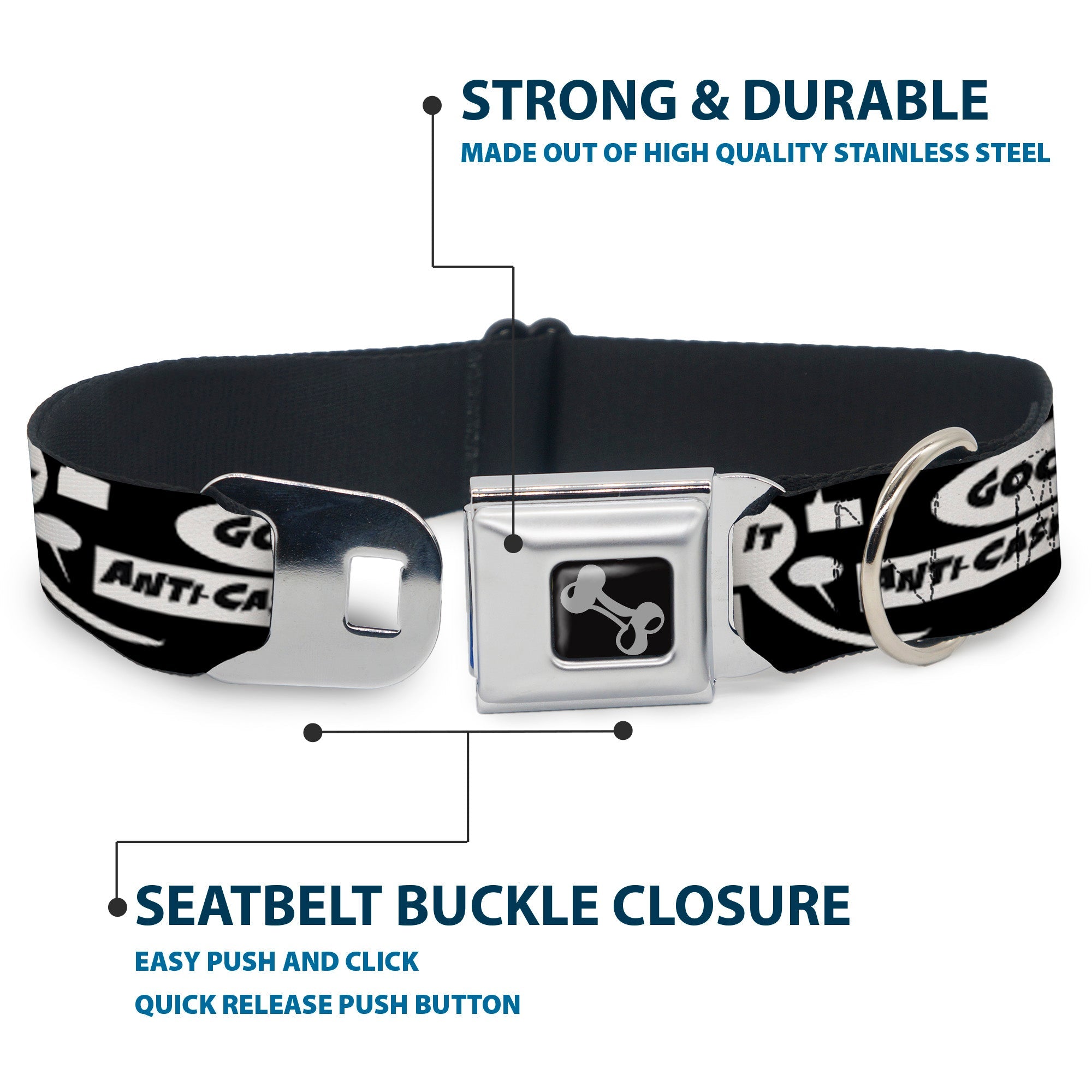 Dog Bone Seatbelt Buckle Collar - Skater Bubbles